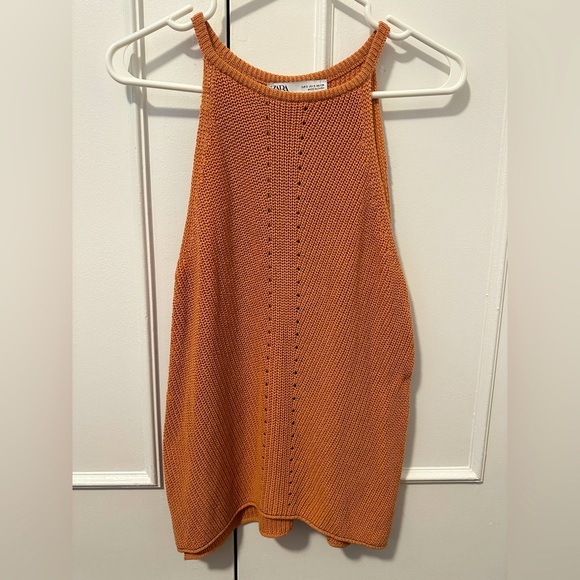 Zara Tops - Zara crochet Burnt Orange Knit Tank Top Size Small Women’s